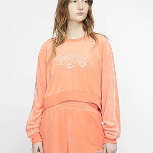 nike terrycloth coral crew neck large